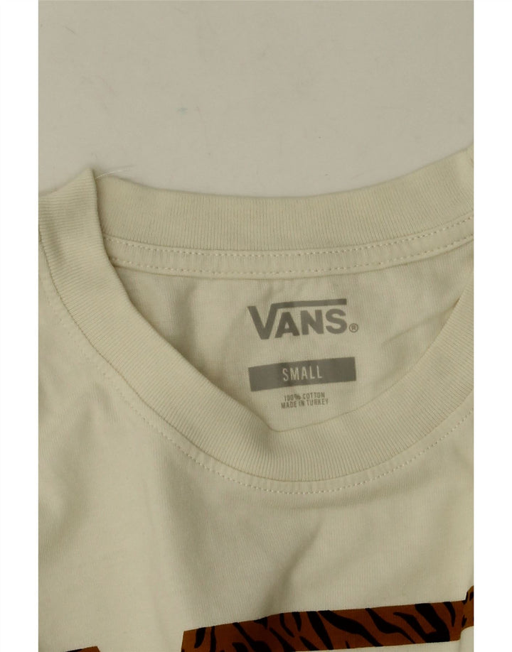 Vans Top gráfico de manga larga de algodón blanco roto pequeño para hombre