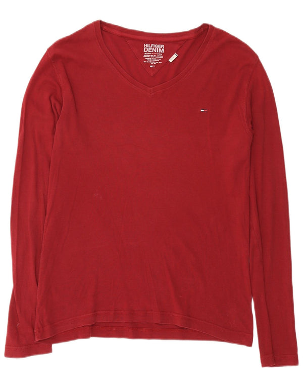 Tommy Hilfiger Camiseta de manga larga para hombre UK 14 Algodón burdeos medio