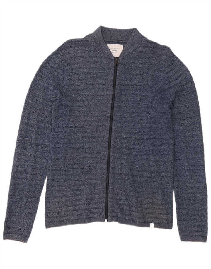 Jack & Jones Mens Cardigan Sweater Small Azul Marino Rayas
