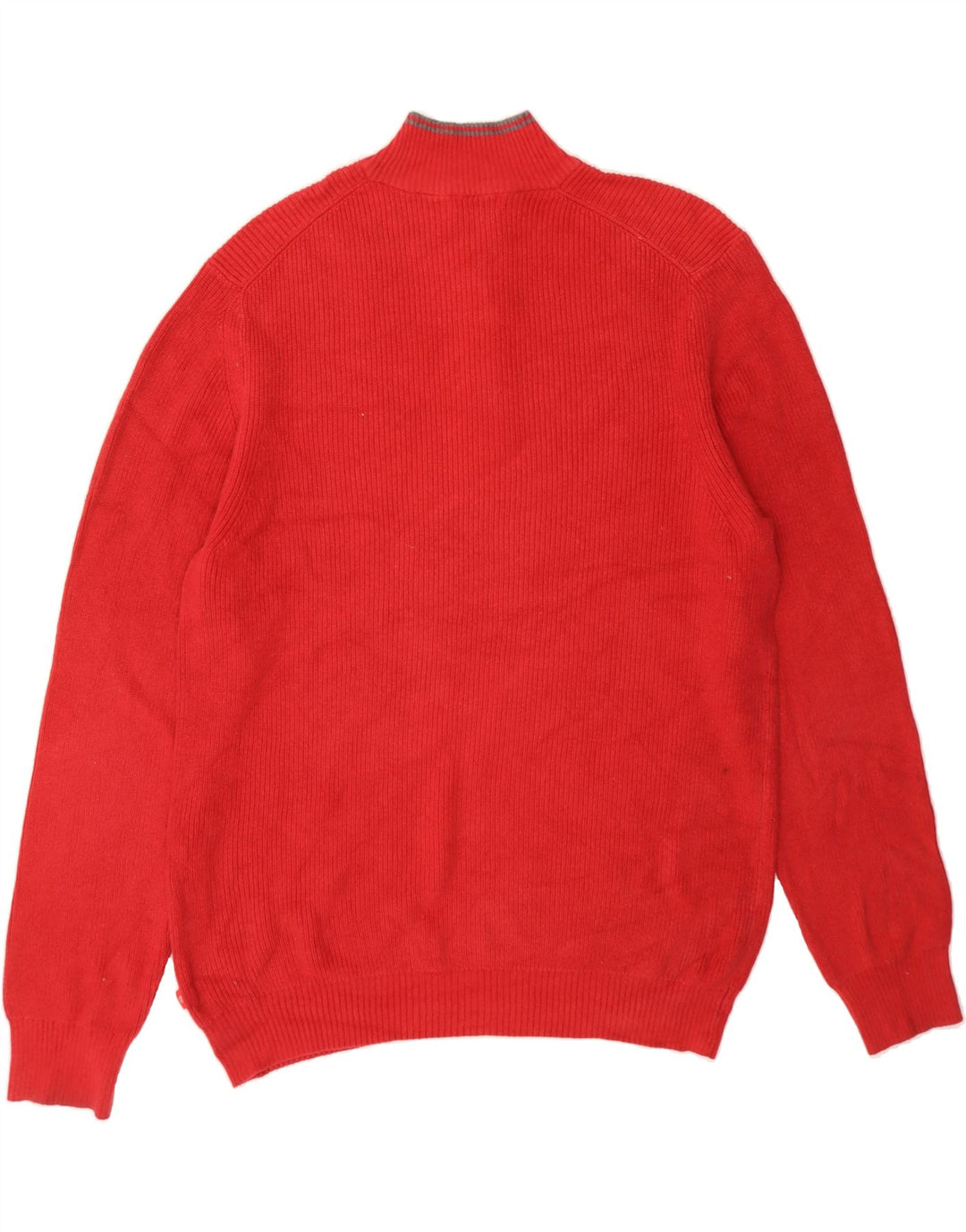 IZOD Mens Zip Neck Jumper Sweater Large Red Cotton Vintage Izod and Second-Hand Izod from Messina Hembry 