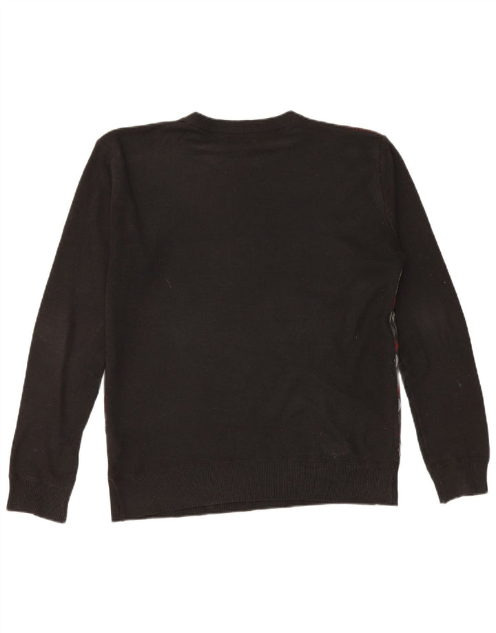 Pierre Cardin - Jersey de cuello redondo para hombre, poliéster geométrico, color negro