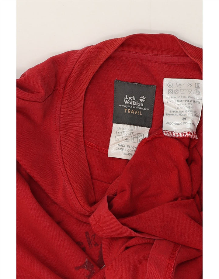 Jack Wolfskin Camiseta gráfica para hombre Top grande de algodón rojo