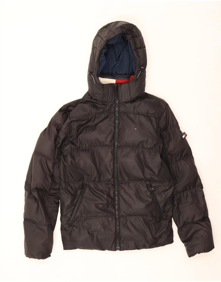 Tommy Hilfiger Chaqueta acolchada con capucha para hombre UK 38 Mediana Poliéster negro