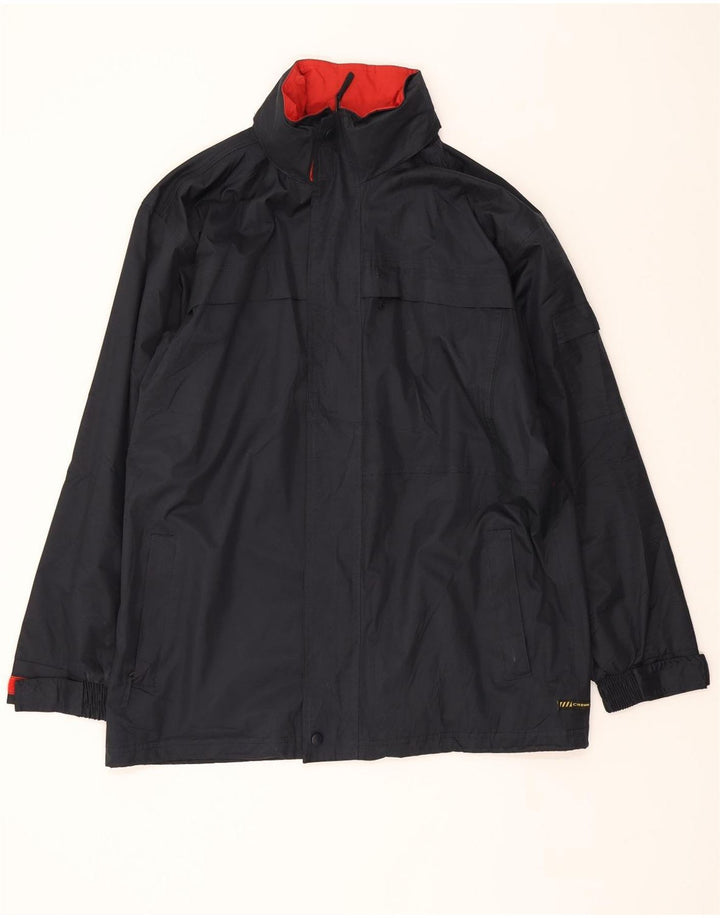 CROWN Mens Rain Jacket UK 38 Medium Navy Blue Polyamide Vintage Crown and Second-Hand Crown from Messina Hembry 