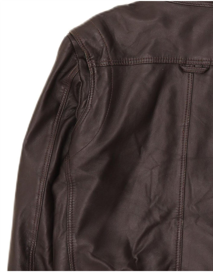 In Extenso Chaqueta Bomber de Cuero para Mujer UK 40 XL Marrón