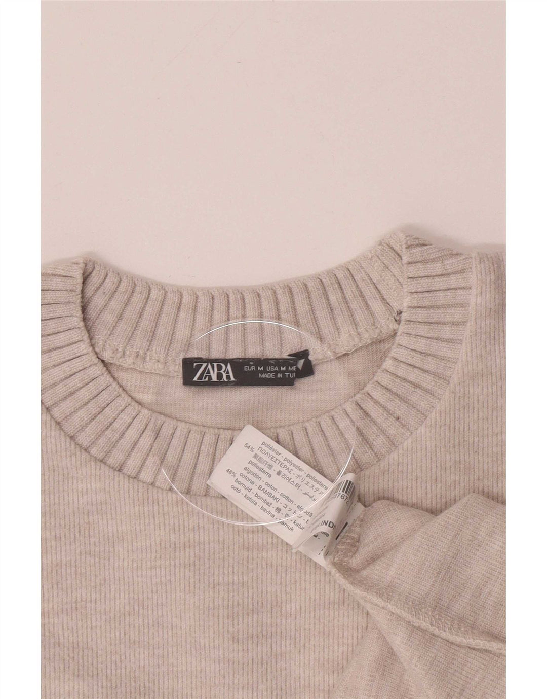Zara Mujer Blusa Top UK 44 Medio Beige Poliéster
