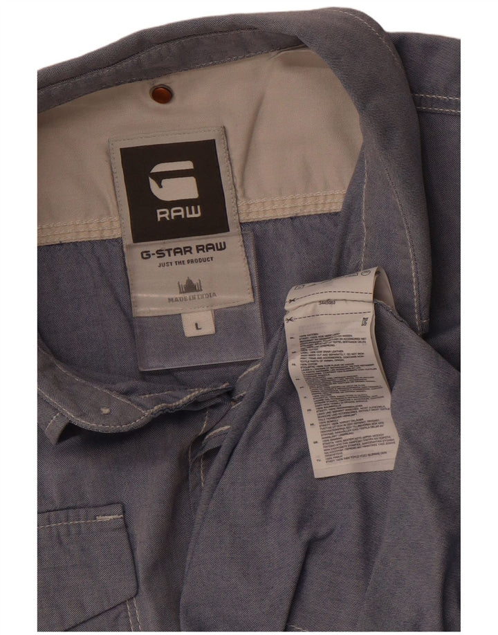 G-Star Hombre Camisa De Manga Corta Grande Azul Algodón