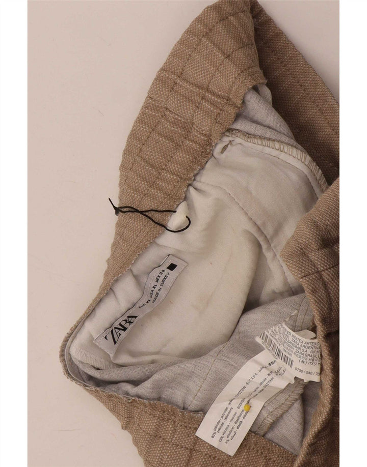 Zara Mujer Pantalón Cropped Slim XL W34 L26 Poliéster Beige
