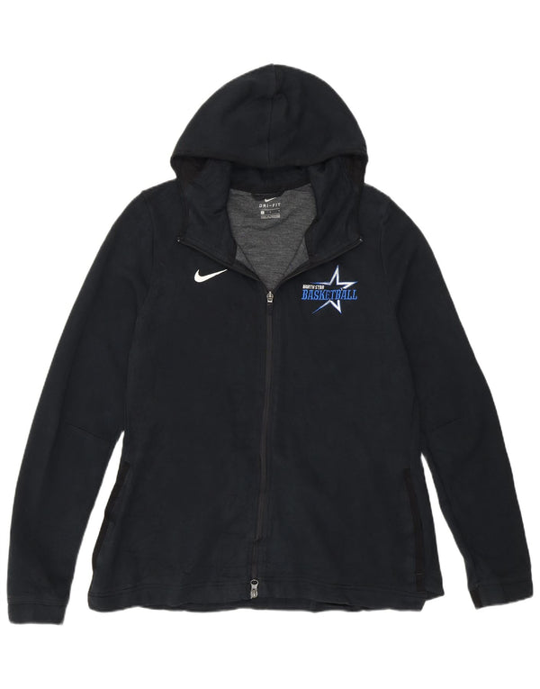 Nike - Sudadera con capucha y cremallera para mujer, talla 40, poliéster negro grande