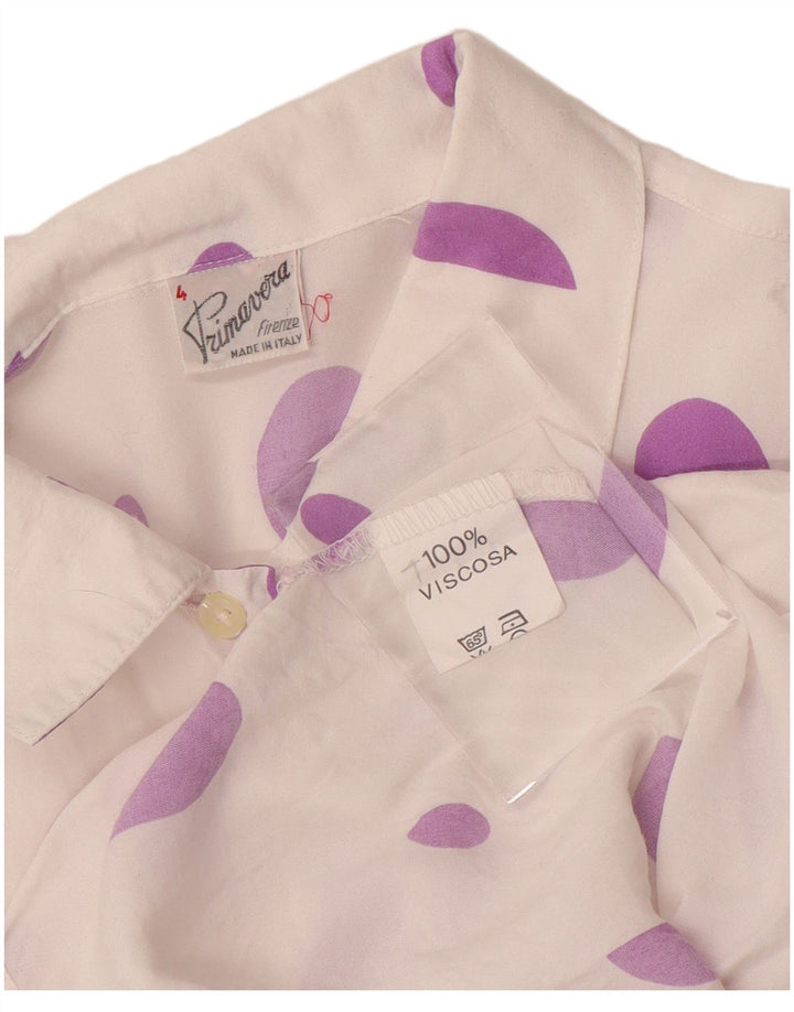 Primavera Firenze Blusa tipo camisa para mujer UK 44 Medium White Spotted
