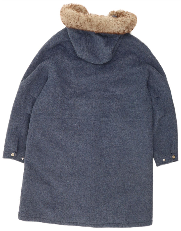 Massimo Dutti Abrigo Oversize Con Capucha Para Mujer UK 46 Large Lana Azul