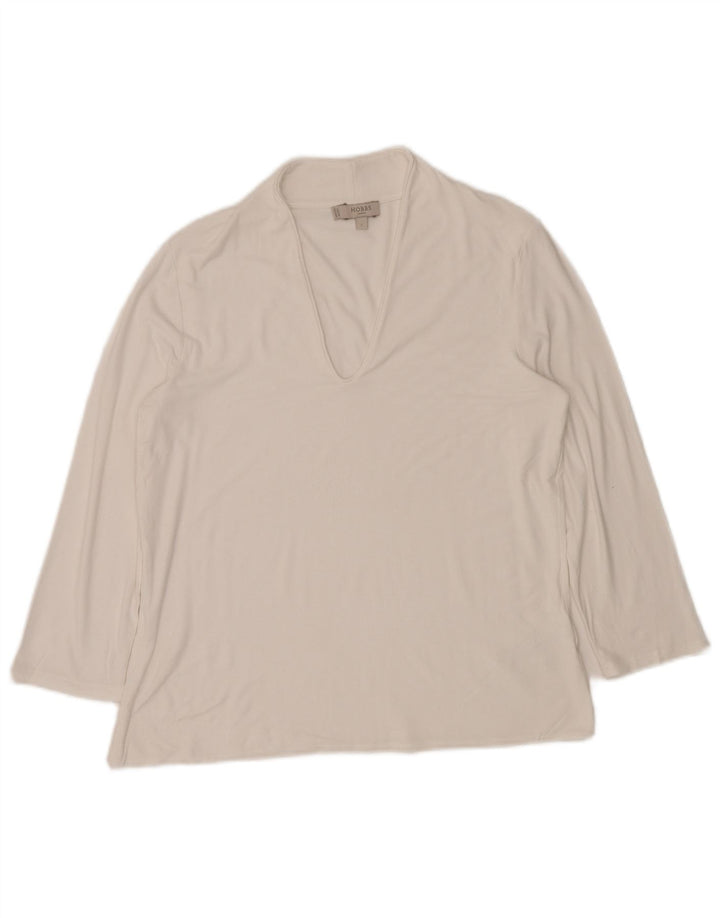 HOBBS Top de mujer de manga larga UK 44 Large Viscosa blanca
