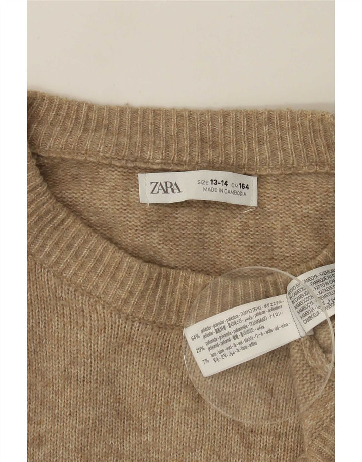 Zara Jersey Niño Cuello Redondo 13-14 Años Beige Poliéster