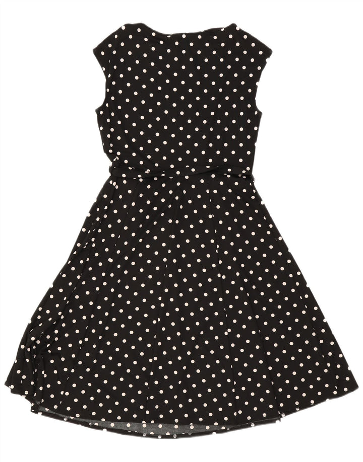 Wallis Vestido acampanado sin mangas para mujer UK 42 Mediano Lunares negros
