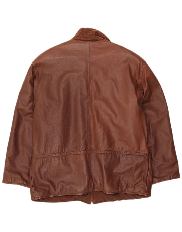 VINTAGE Chaqueta de cuero para hombre Reino Unido 42 XL Cuero marrón