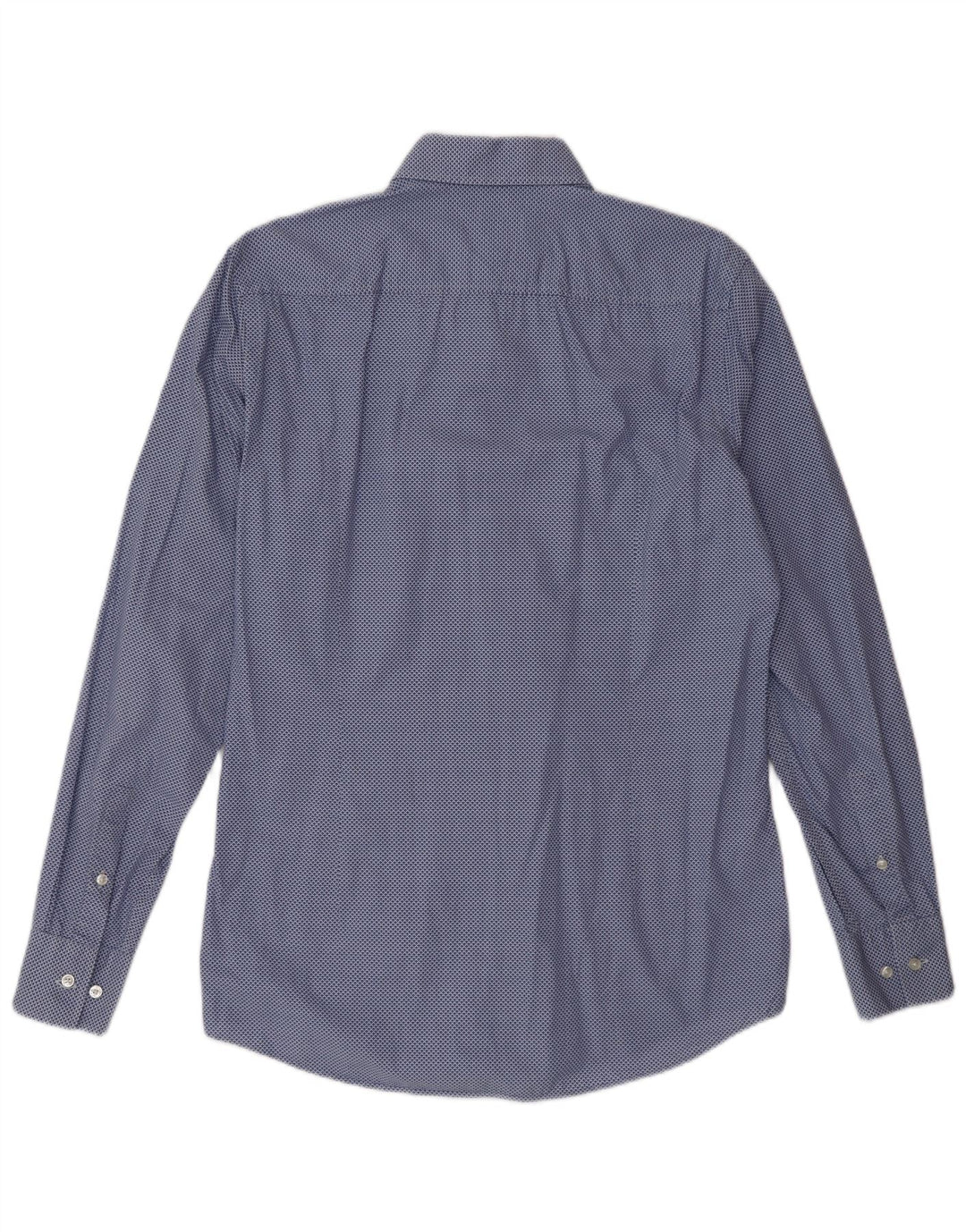 Camisa Hugo Boss Hombre Slim Fit Talla 38 15 Algodón Manchado Azul Medio