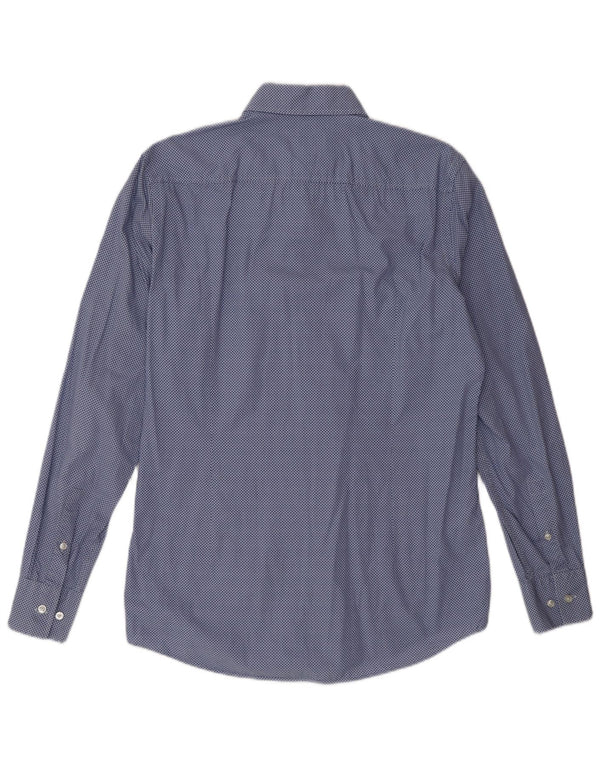 Camisa Hugo Boss Hombre Slim Fit Talla 38 15 Algodón Manchado Azul Medio