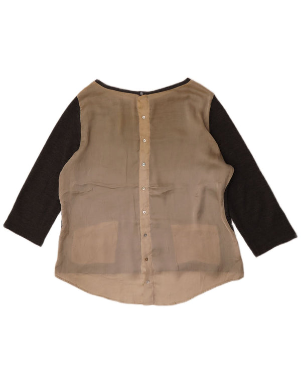 Zara Blusa de manga 3/4 para mujer UK 46 Large Grey Colourblock