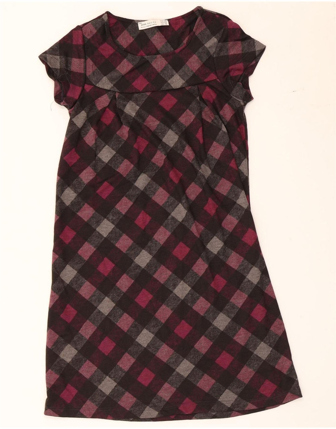 Zara Mujer Vestido Recto UK 8 Small Multicolor Check