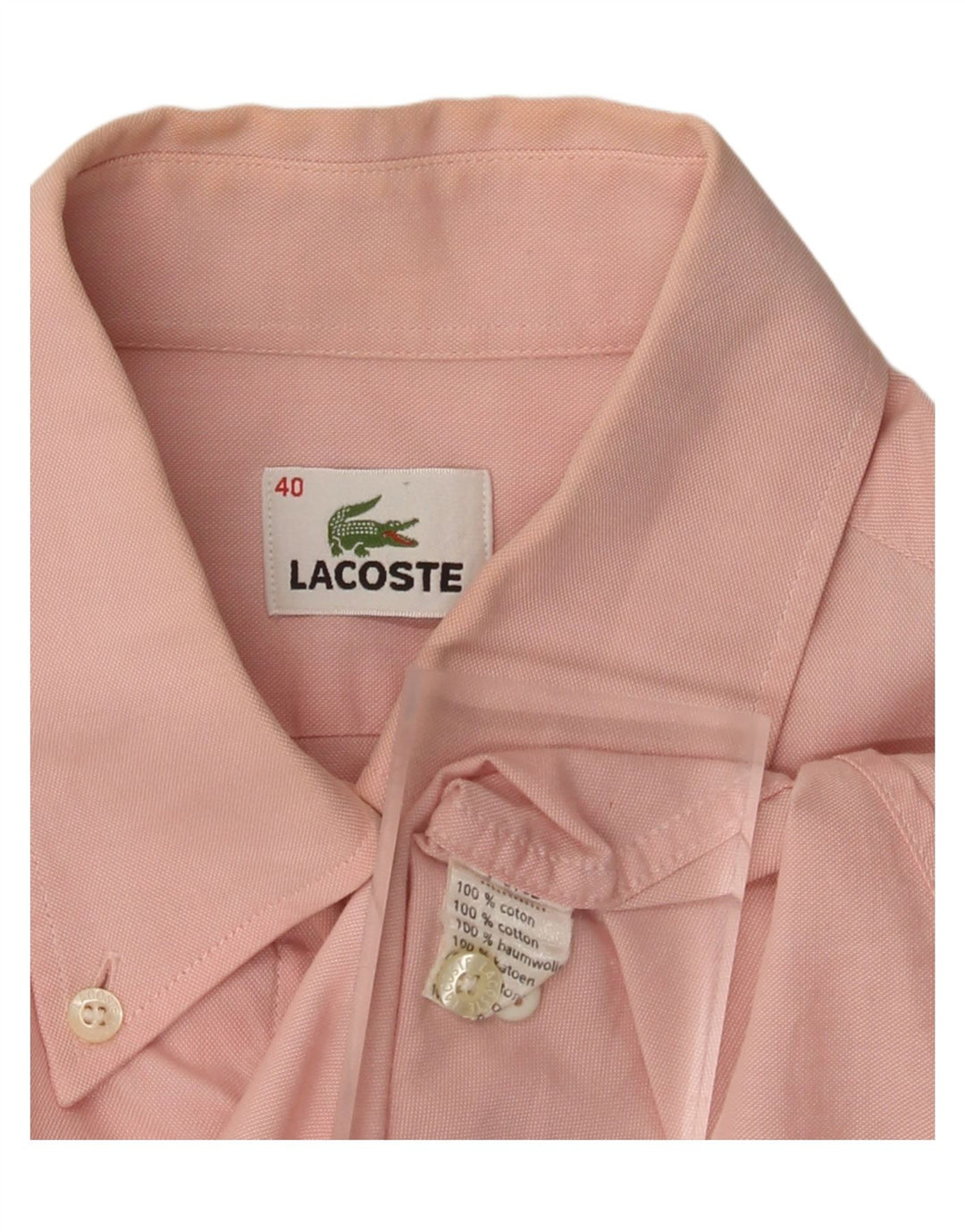 Camisa Lacoste Hombre Talla 40 Algodón Rosa Mediano