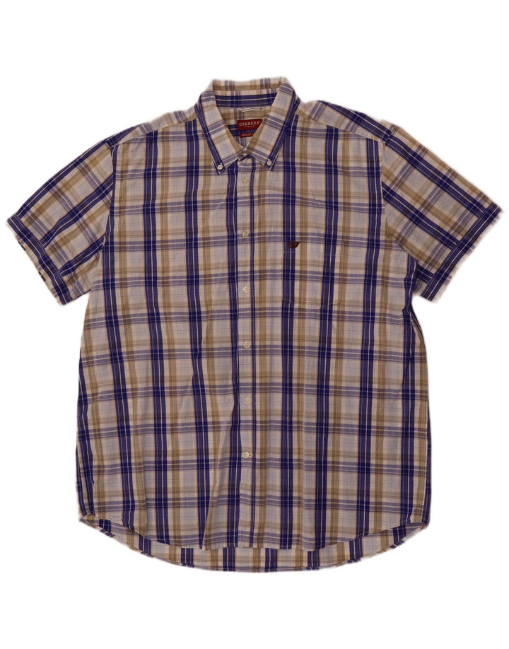 Carrera Camisa de Manga Corta Regular Fit para Hombre 3XL Algodón a Cuadros Azul