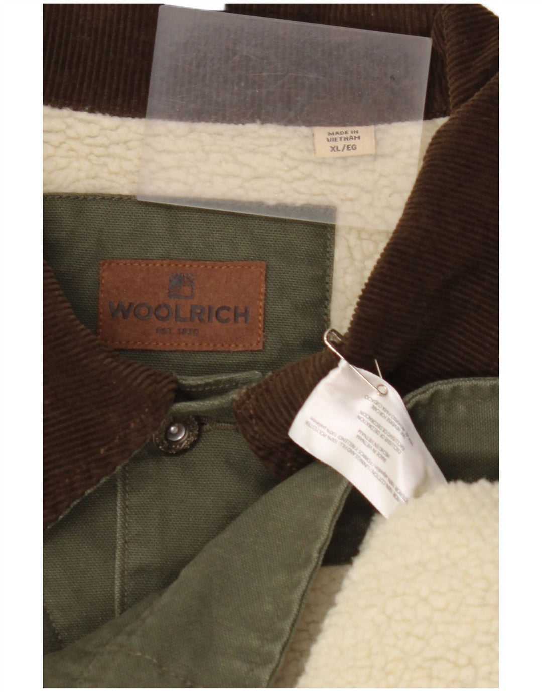 WOOLRICH Chaqueta Sherpa para hombre UK 42 XL Algodón caqui