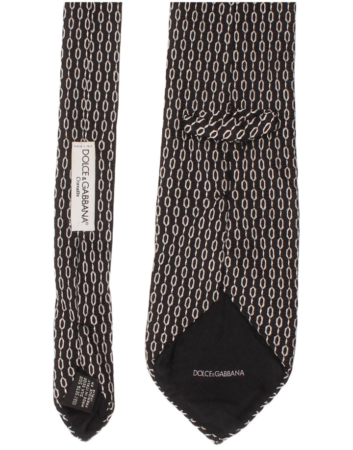 Dolce & Gabbana Corbata Para Hombre Talla Única Seda Geométrica Negra Clásica