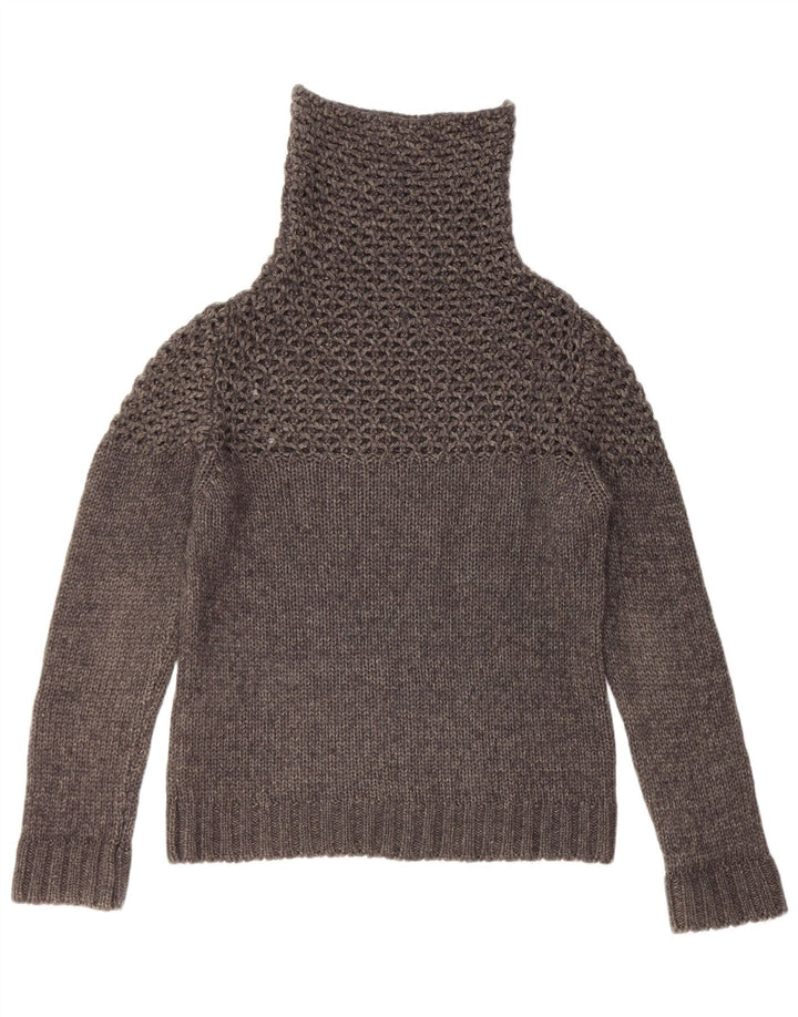 Liu Jo Mujer Crop Roll Neck Jumper Sweater UK 44 Grande Gris Acrílico