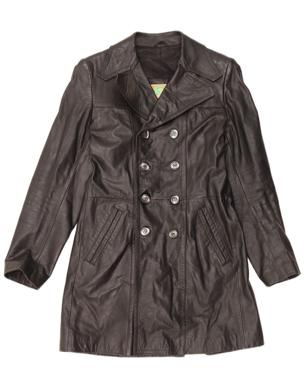 VINTAGE Abrigo de cuero para hombre IT 48 Cuero negro medio