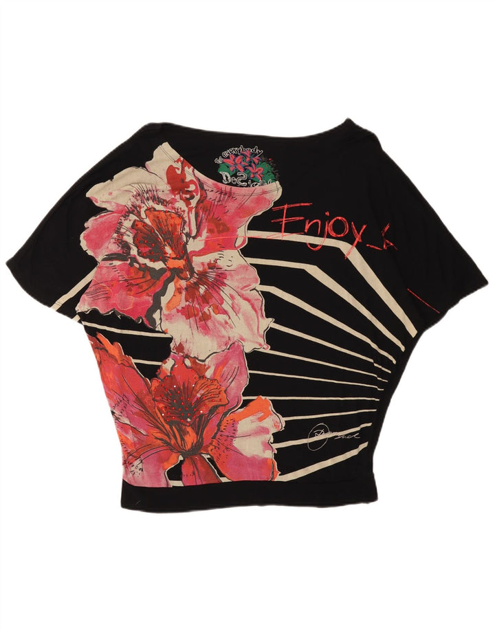 DESIGUAL Camiseta para mujer Top UK 44 Medium Black Floral