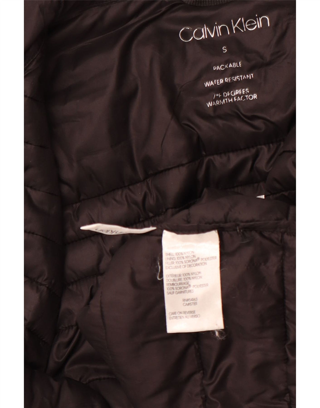 CALVIN KLEIN Chaqueta acolchada con gráfico para hombre UK 36 Small Black Nylon