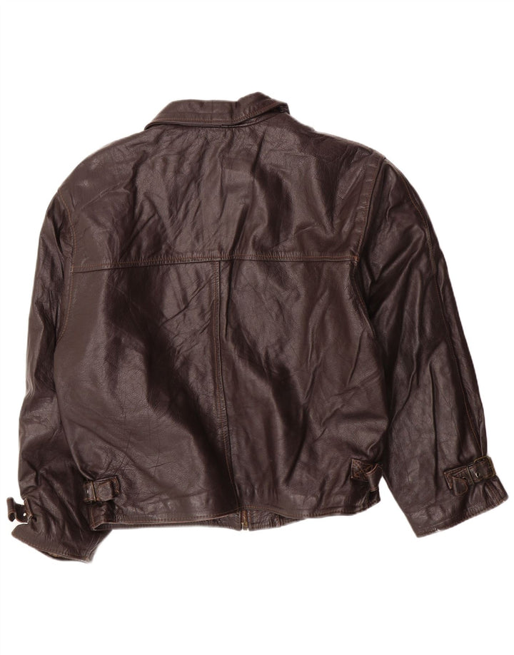 VINTAGE Chaqueta de cuero para hombre Reino Unido 42 XL Cuero marrón