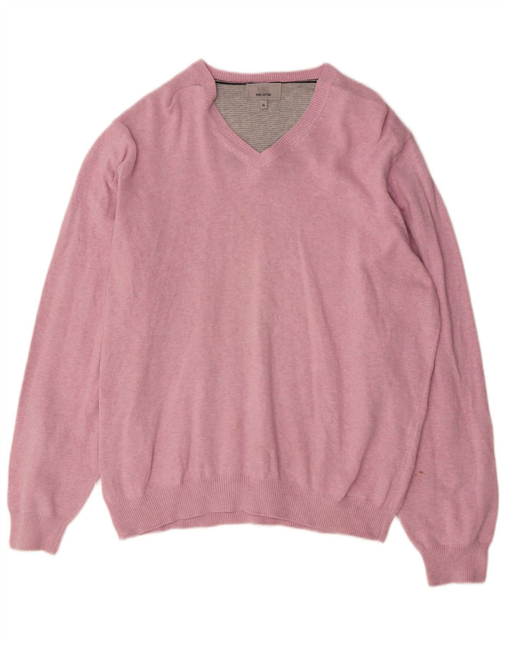 Marks & Spencer Jersey con Cuello en V para Hombre XL Algodón Rosa