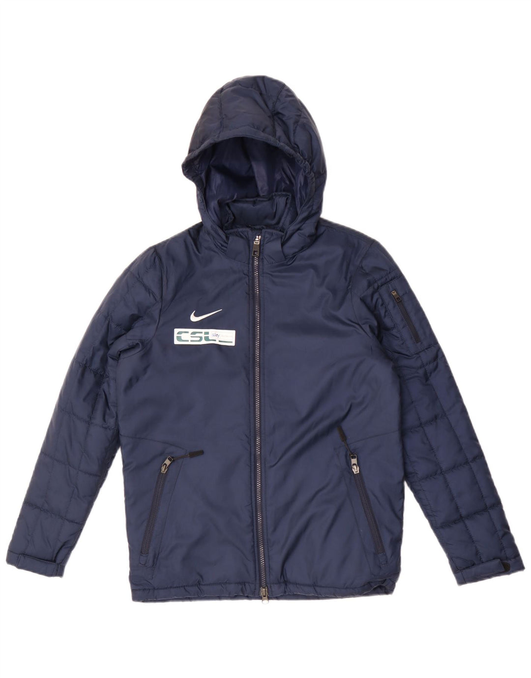 Nike Chaqueta acolchada con capucha para niño 10-11 años Mediana Azul marino Poliéster