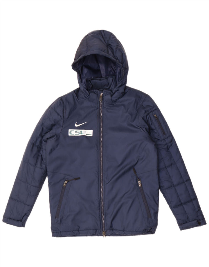 Nike Chaqueta acolchada con capucha para niño 10-11 años Mediana Azul marino Poliéster