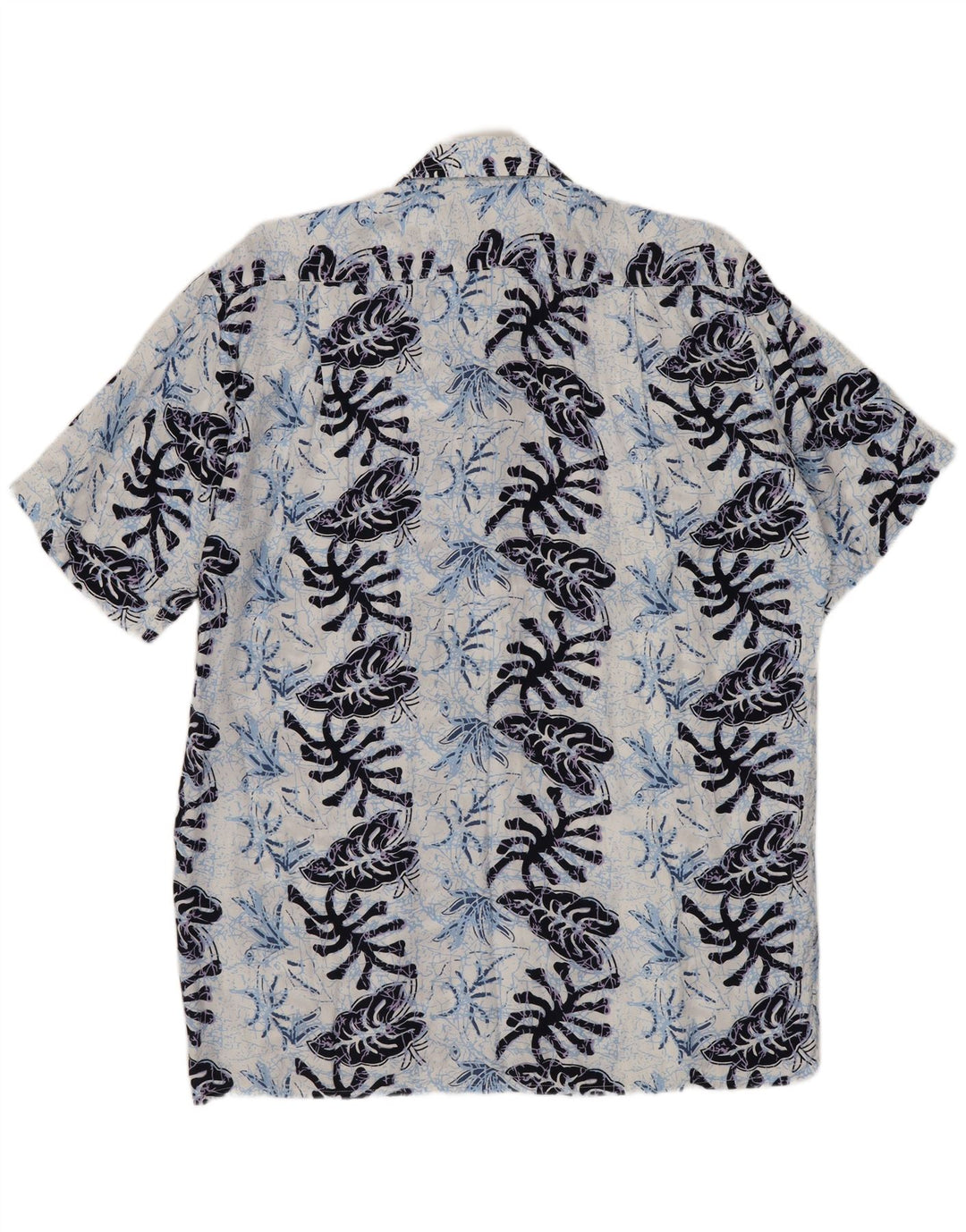 FOLLIE Camisa de manga corta para hombre Talla 41/42 Grande Viscosa floral azul marino