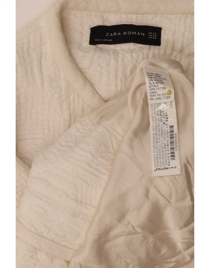 Zara Mujer Chaqueta Utilitaria UK 6 XS Poliéster Blanco