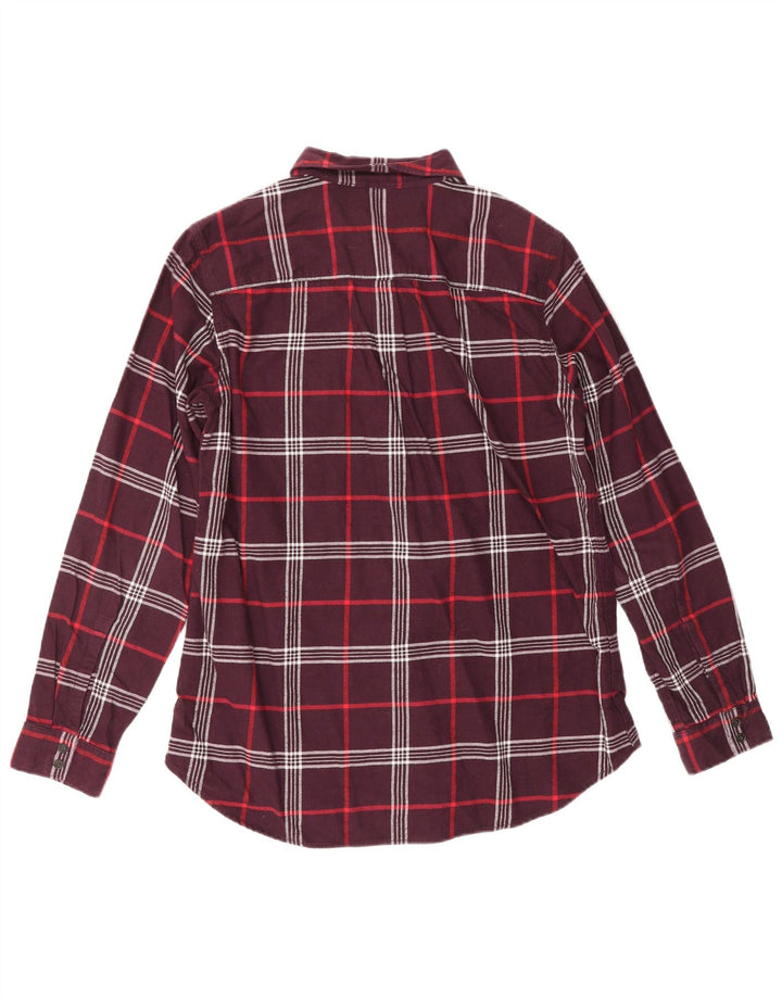 EDDIE BAUER Camisa de franela de ajuste clásico para mujer UK 44 Medium Borgoña Check