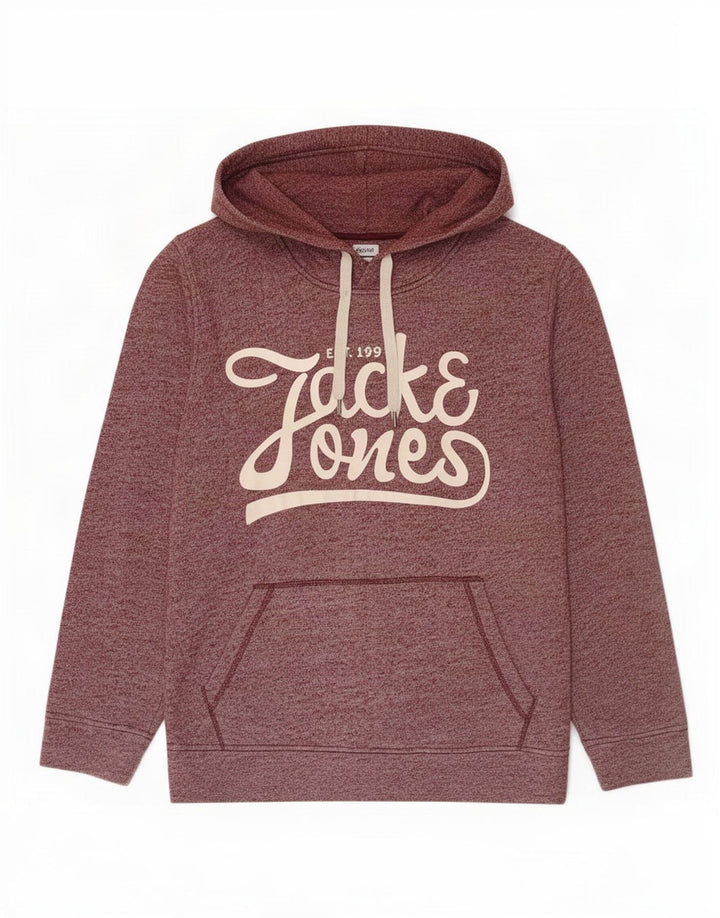 Jack & Jones Hombre Graphic Hoodie Jumper Medium Borgoña Moteado Poliéster