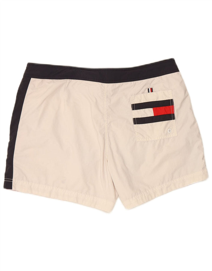 TOMMY HILFIGER Bañador con estampado gráfico para hombre, talla grande, color blanco roto