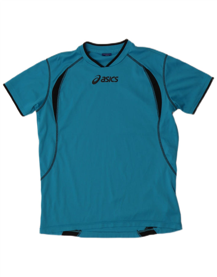 Asics Hombre Camiseta Gráfica Top Azul Medio Colorblock Poliéster