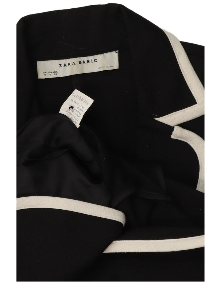 Zara Mujer Chaqueta Blazer De 2 Botones UK 40 Small Poliéster Color Block Negro