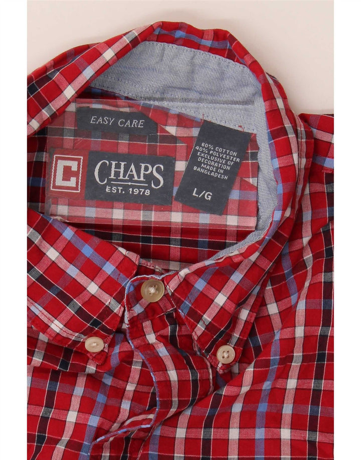 Chaps Camisa de manga corta para hombre de algodón a cuadros rojos grandes