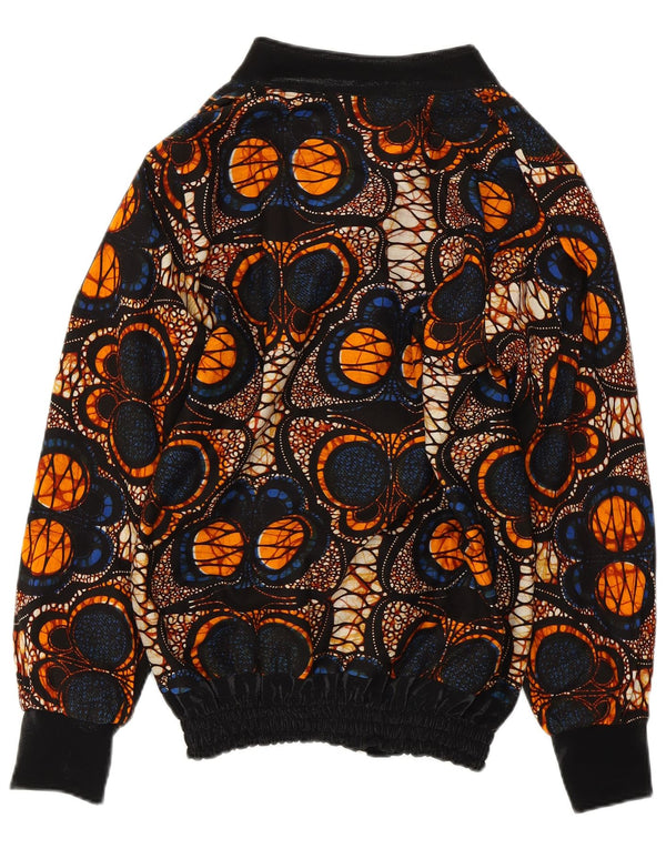 VINTAGE Mujer Patrón Abstracto Chaqueta Bomber Reino Unido 14 Medio Multicolor