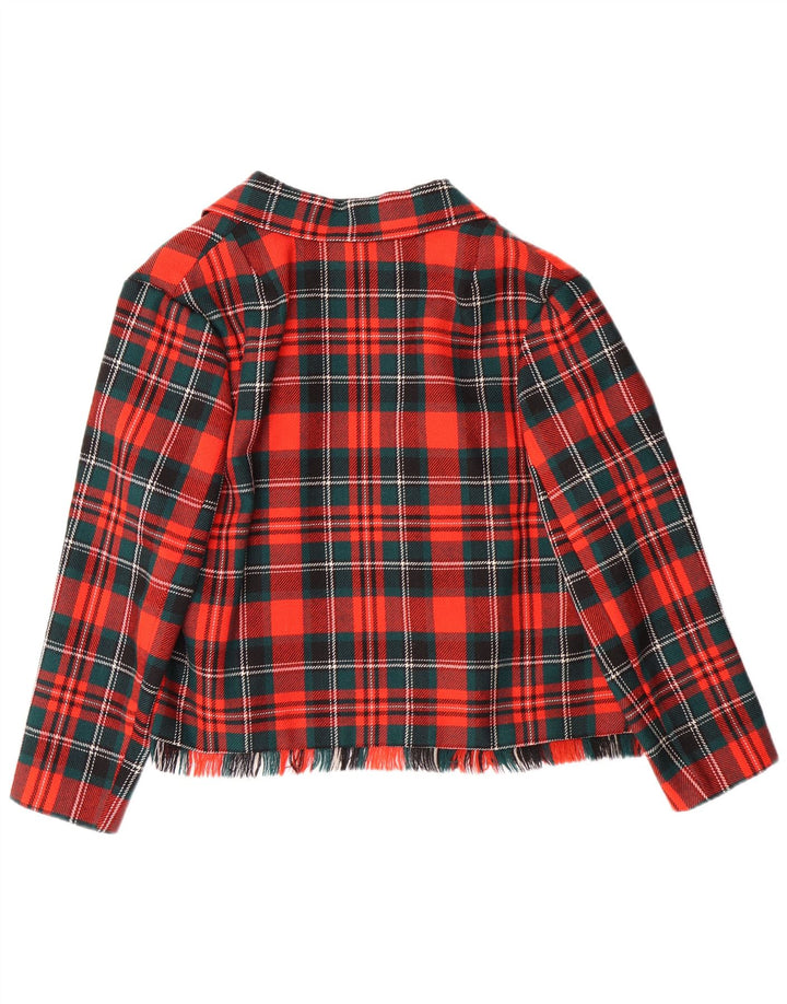 VINTAGE Conjunto de falda de 2 piezas para mujer EU 42 Grande W28 L23 Lana a cuadros rojos