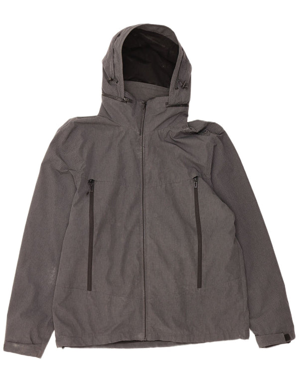Superdry Chaqueta impermeable con capucha y gráfico para hombre UK 46 3XL Poliéster a cuadros gris