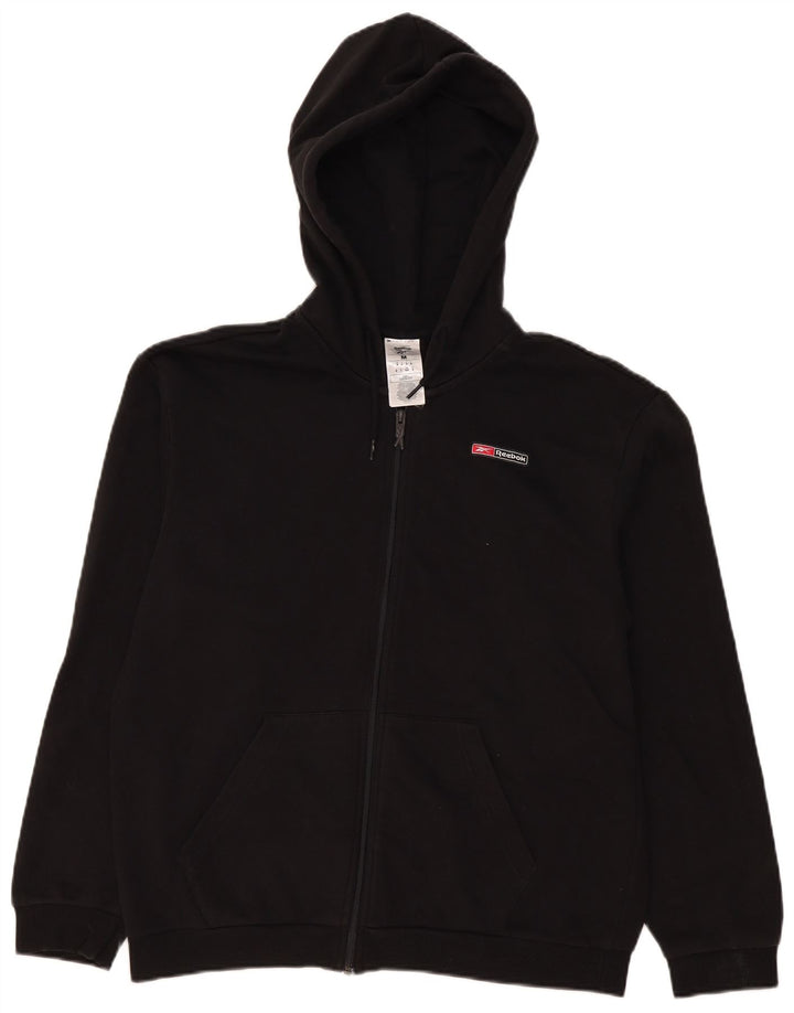 Reebok - Sudadera con capucha y cremallera para hombre, algodón negro mediano