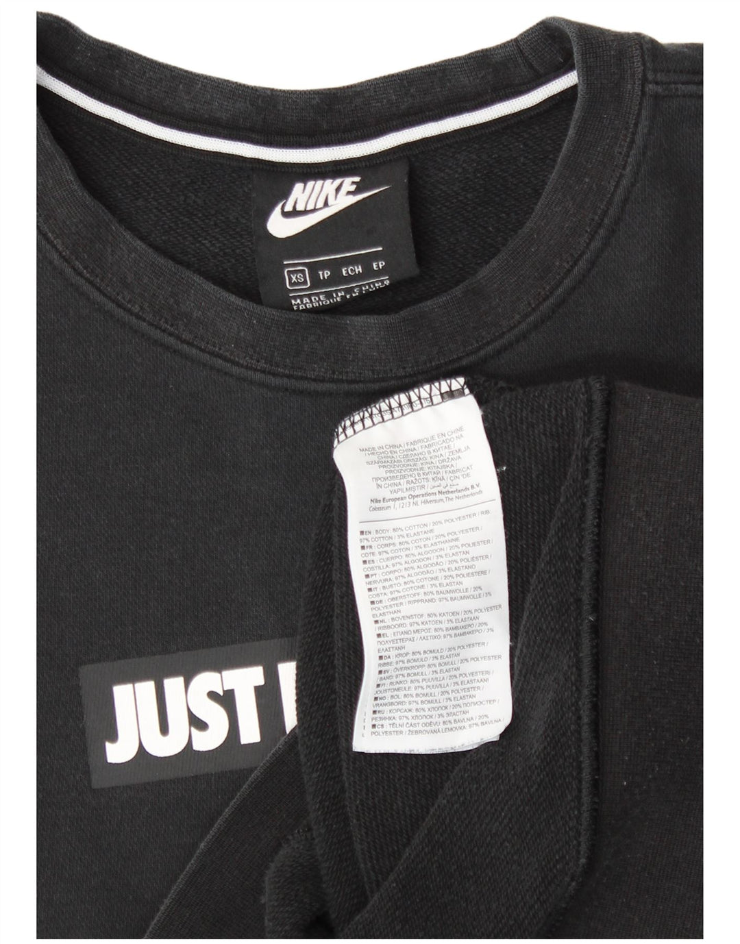 NIKE Hombre Sudadera Gráfica Jumper XS Algodón Negro