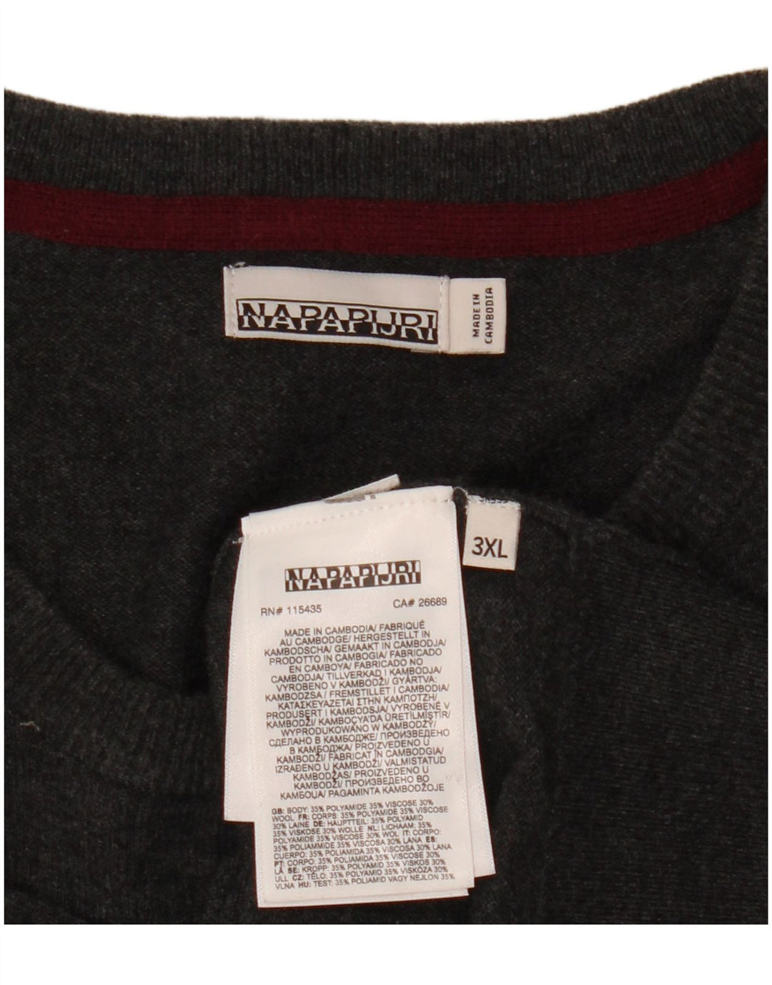 Napapijri Jersey de cuello redondo para hombre, talla 3XL, poliamida gris