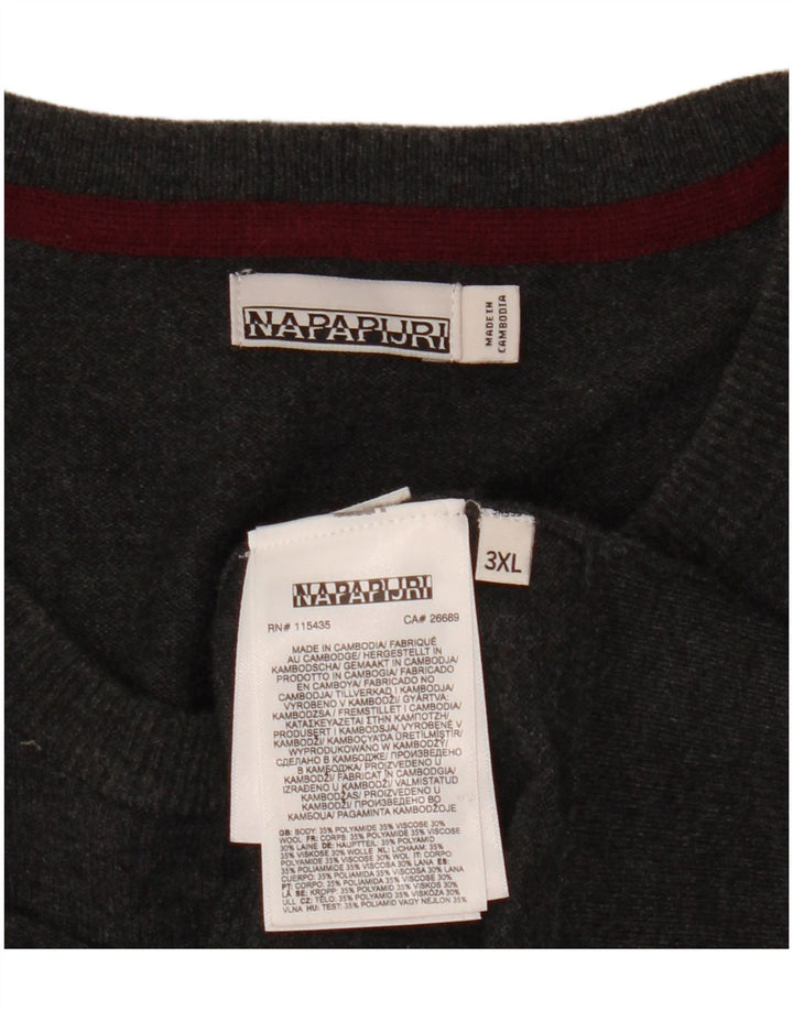 Napapijri Jersey de cuello redondo para hombre, talla 3XL, poliamida gris